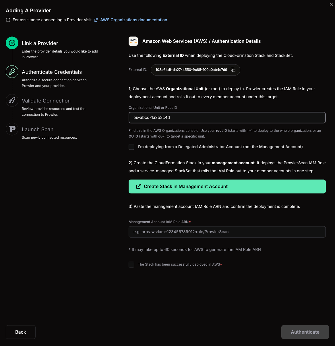 AWS Organizations onboarding wizard