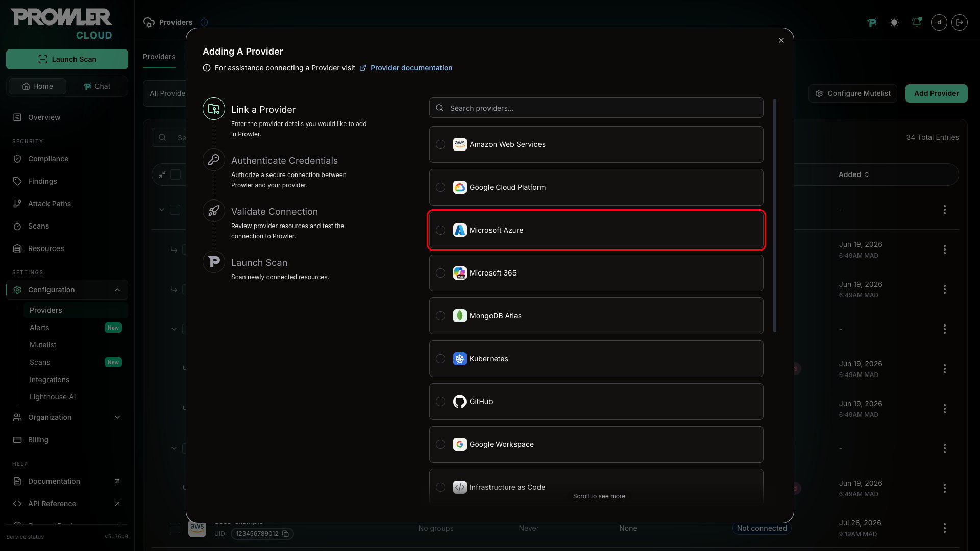 Select Microsoft Azure
