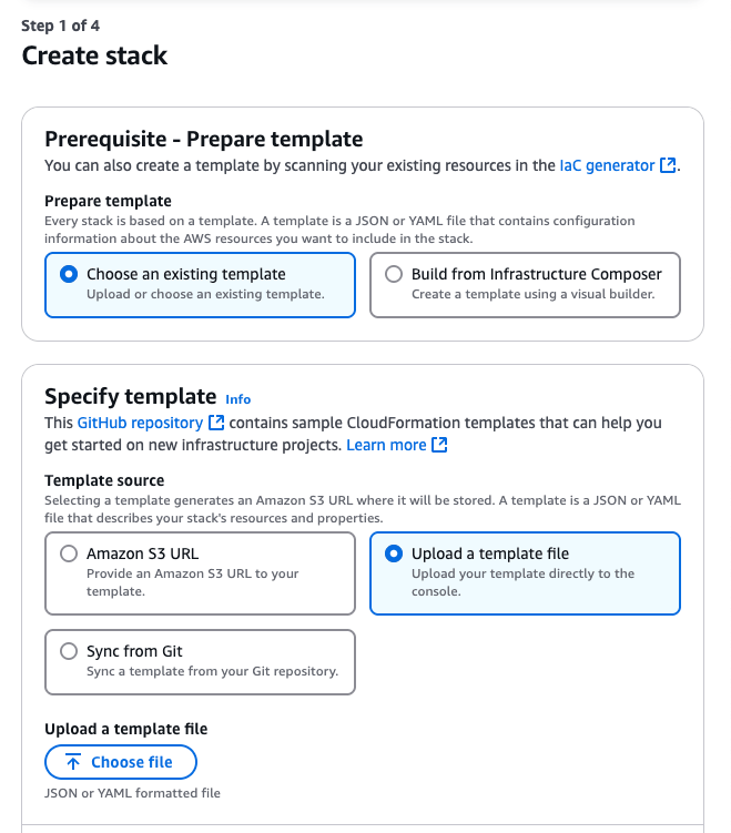 Upload a template file