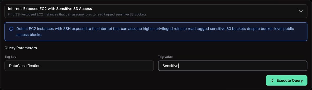 Attack Paths query parameter form with fields