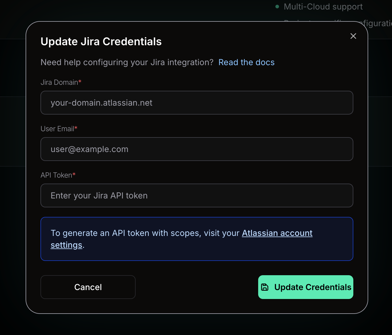 Connection settings