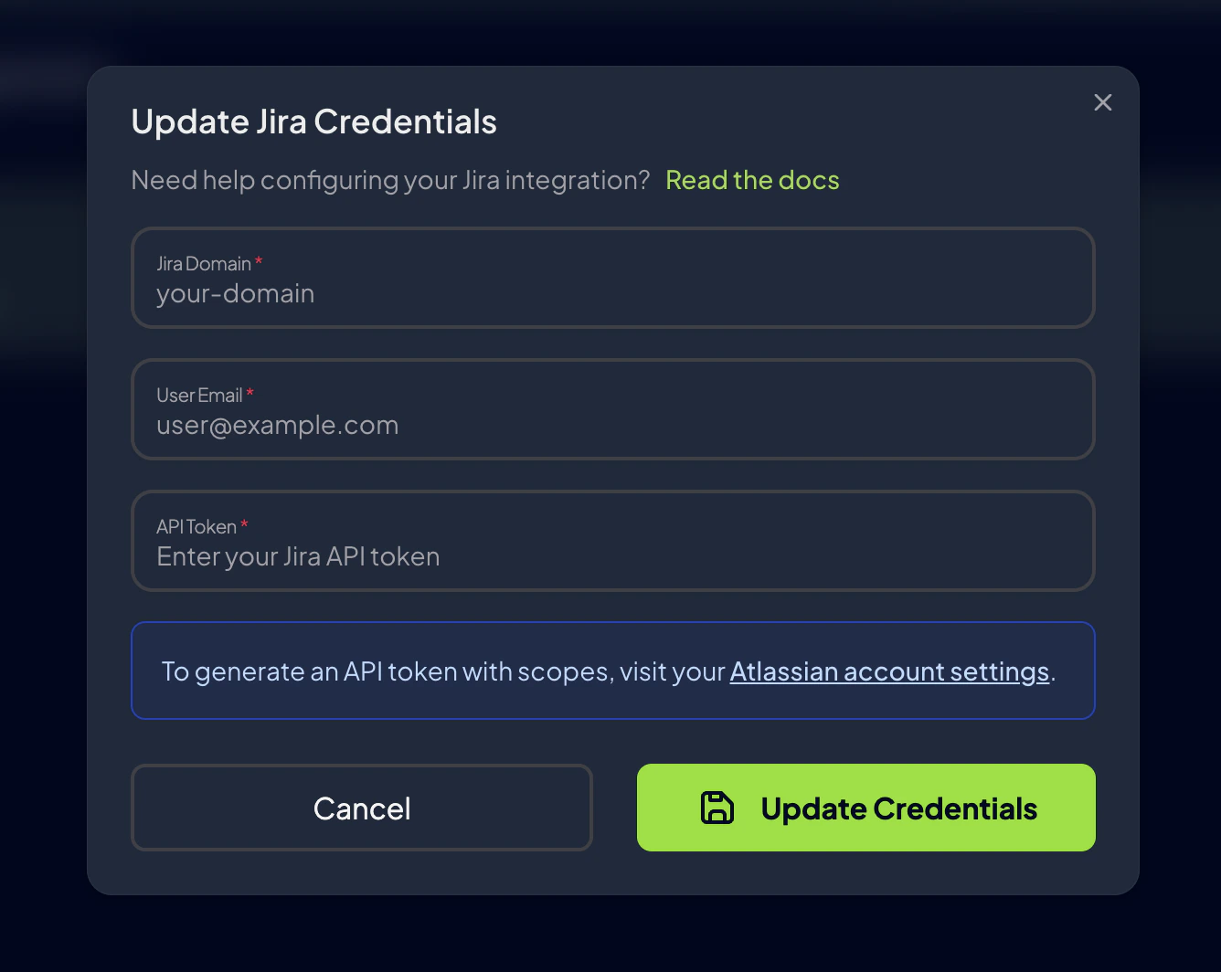Connection settings