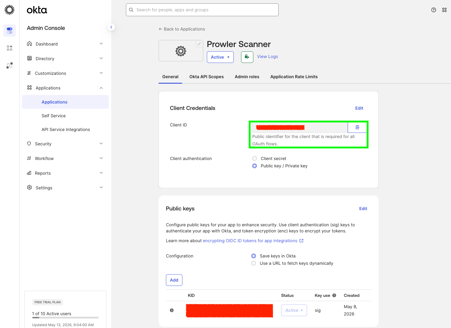 Okta — copy client id