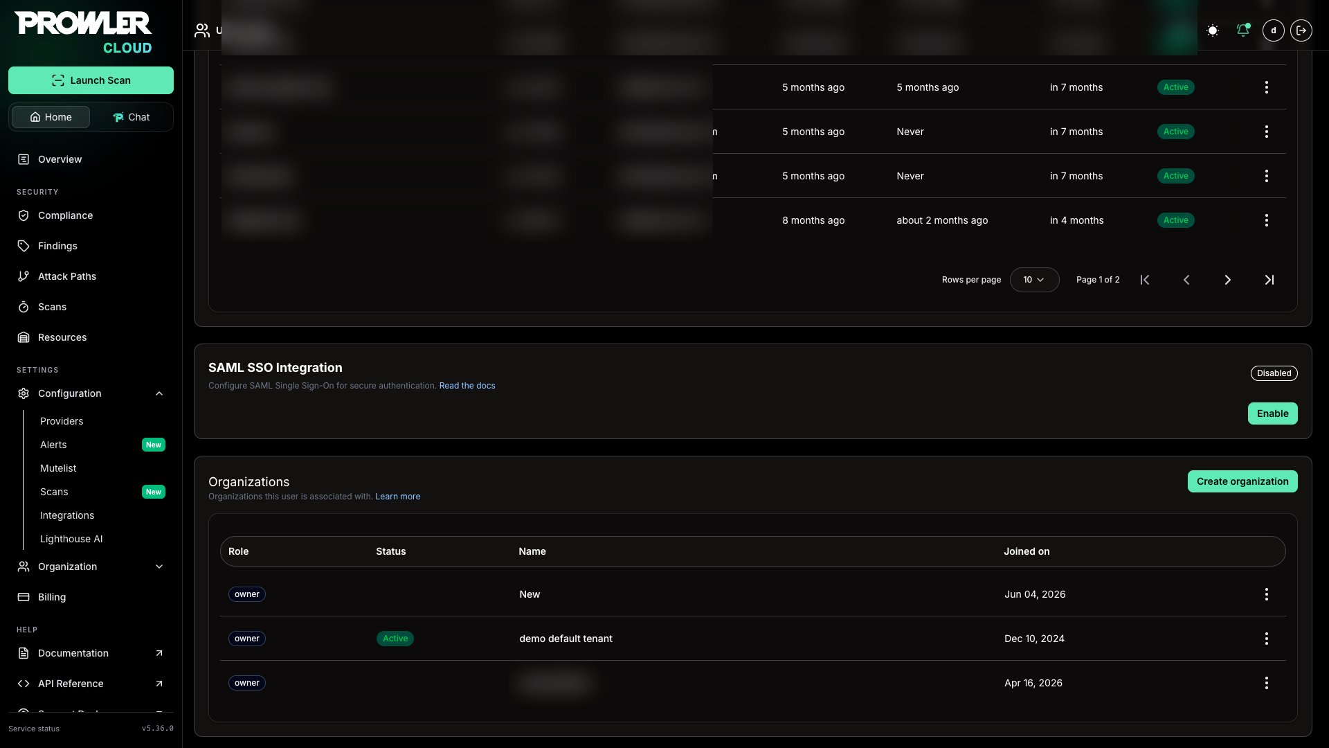 Organizations card in profile page