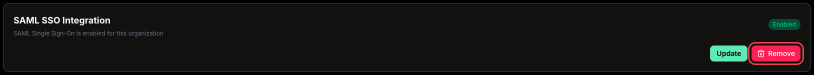 Remove SAML configuration
