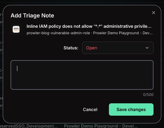 Findings Triage Note Modal
