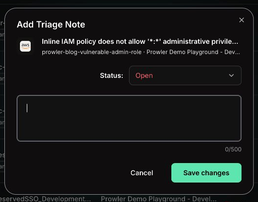 Findings Triage Note Modal