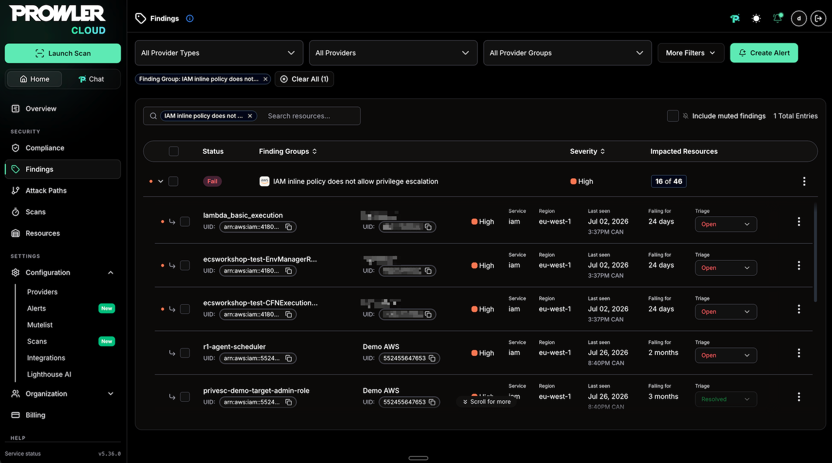 Complete Finding Group opened in Prowler Cloud from the Jira issue link
