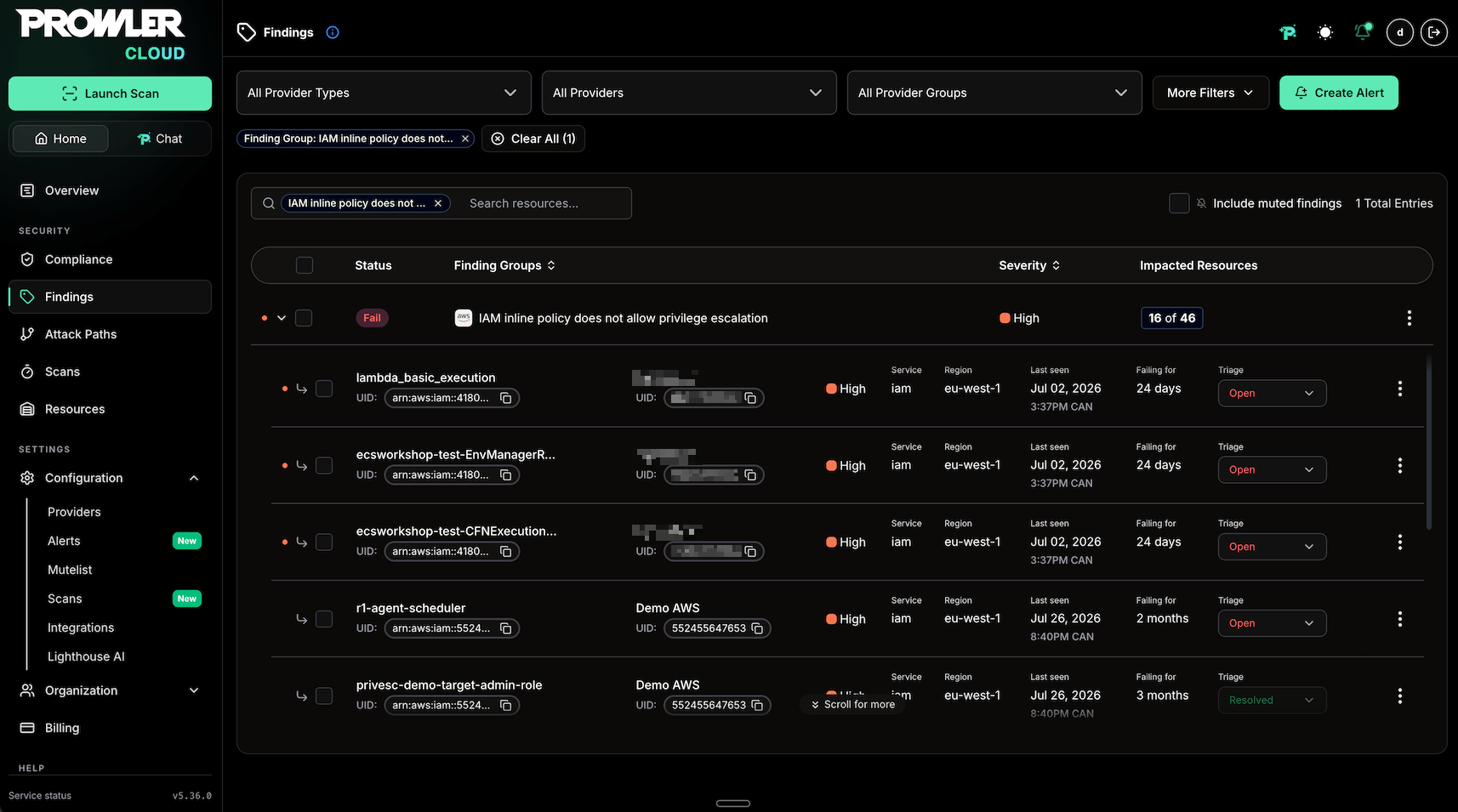Complete Finding Group opened in Prowler Cloud from the Jira issue link