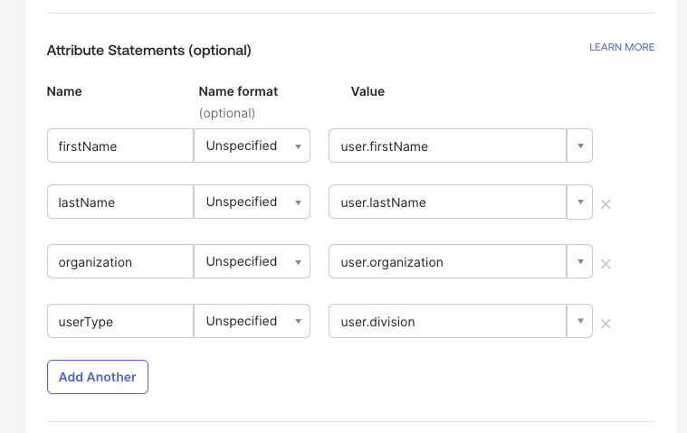 IdP configuration