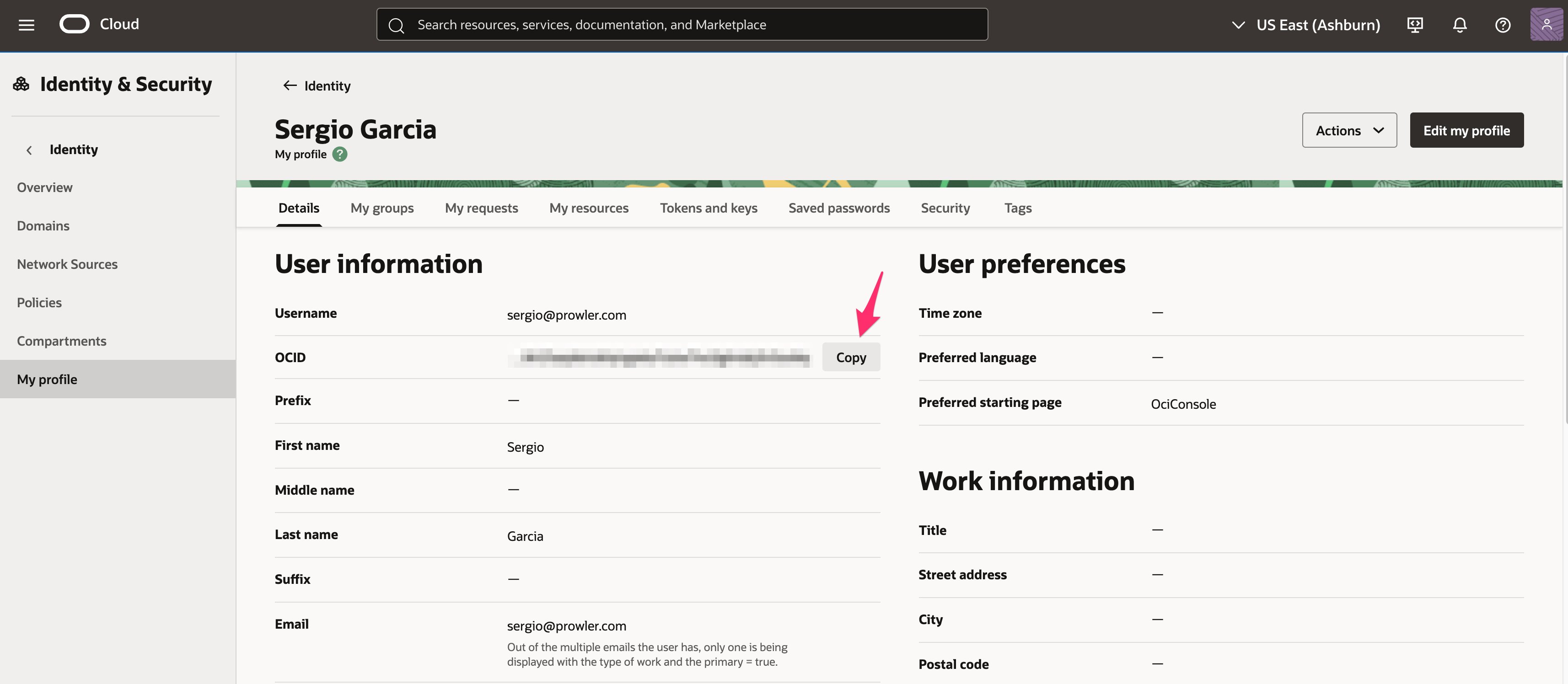 Get User OCID from OCI Console