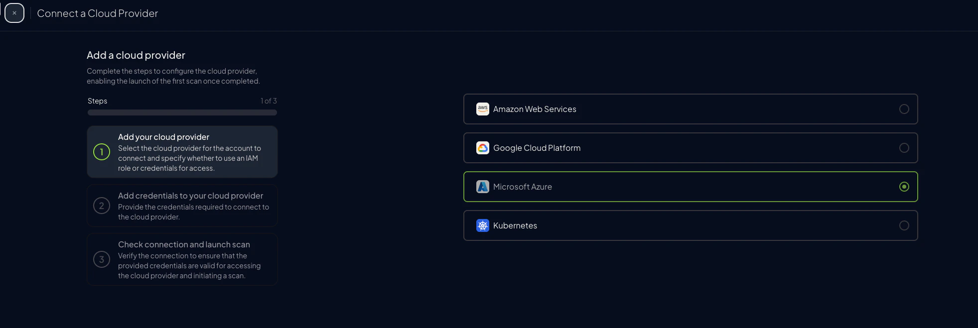 Select Microsoft Azure
