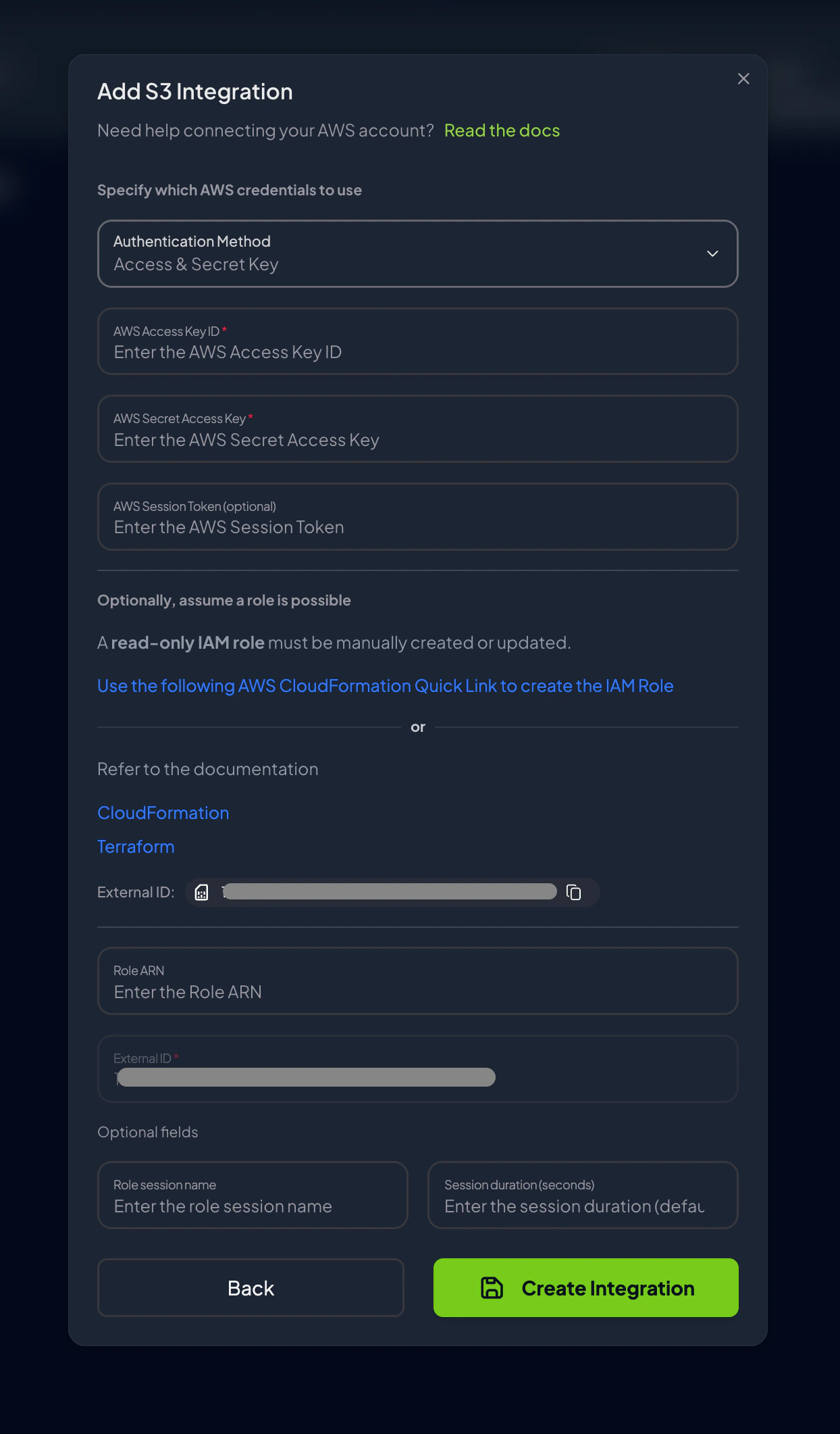 Credentials configuration