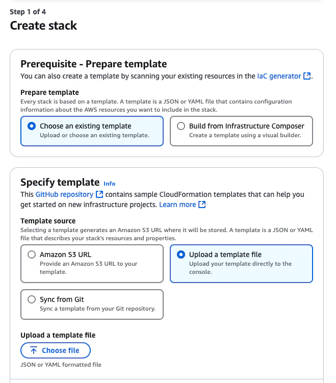 Upload a template file
