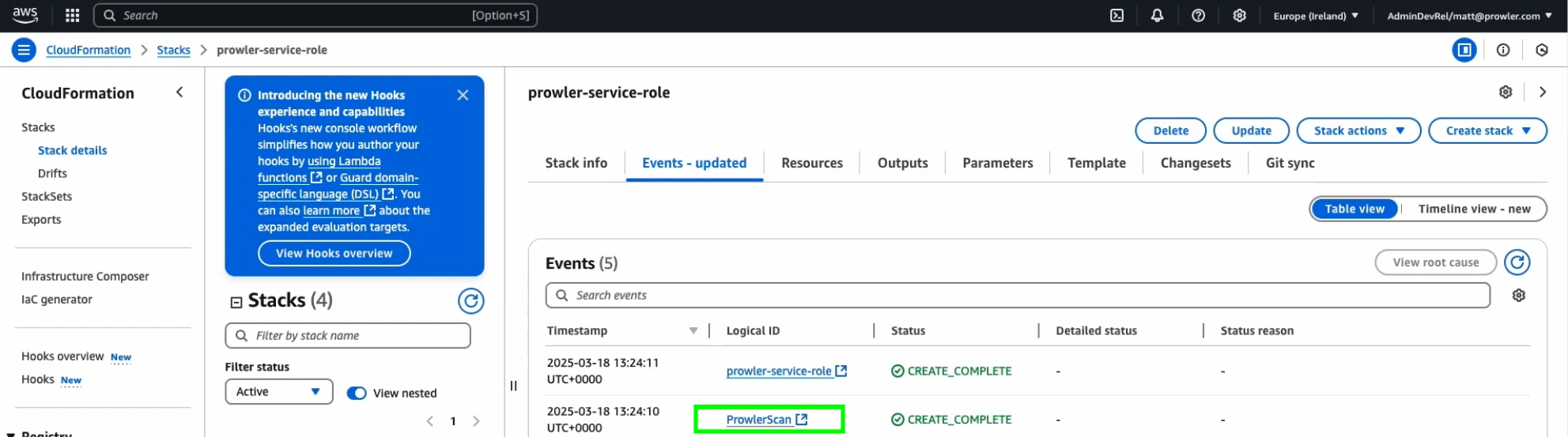 ProwlerScan role info
