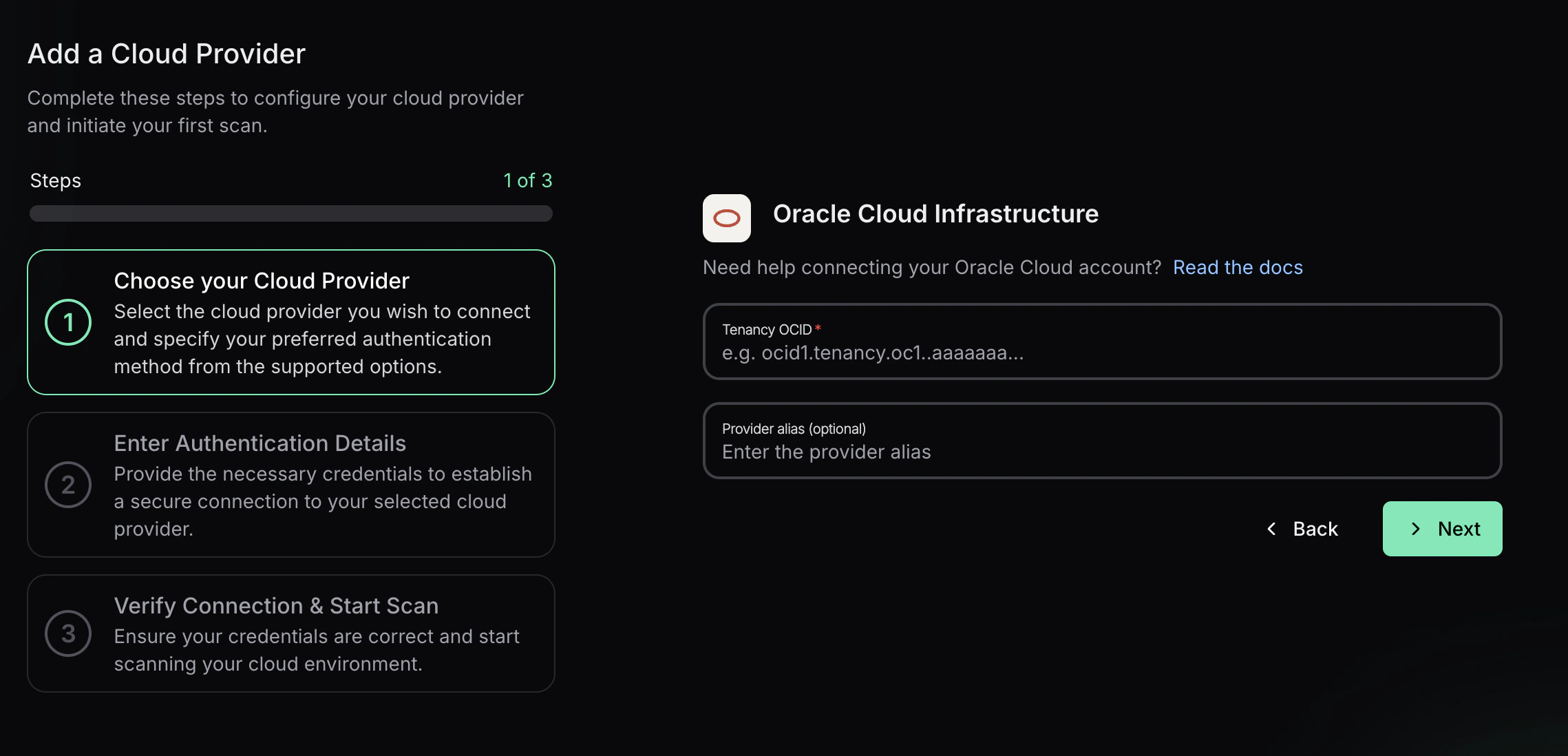 Add OCI Cloud Tenancy