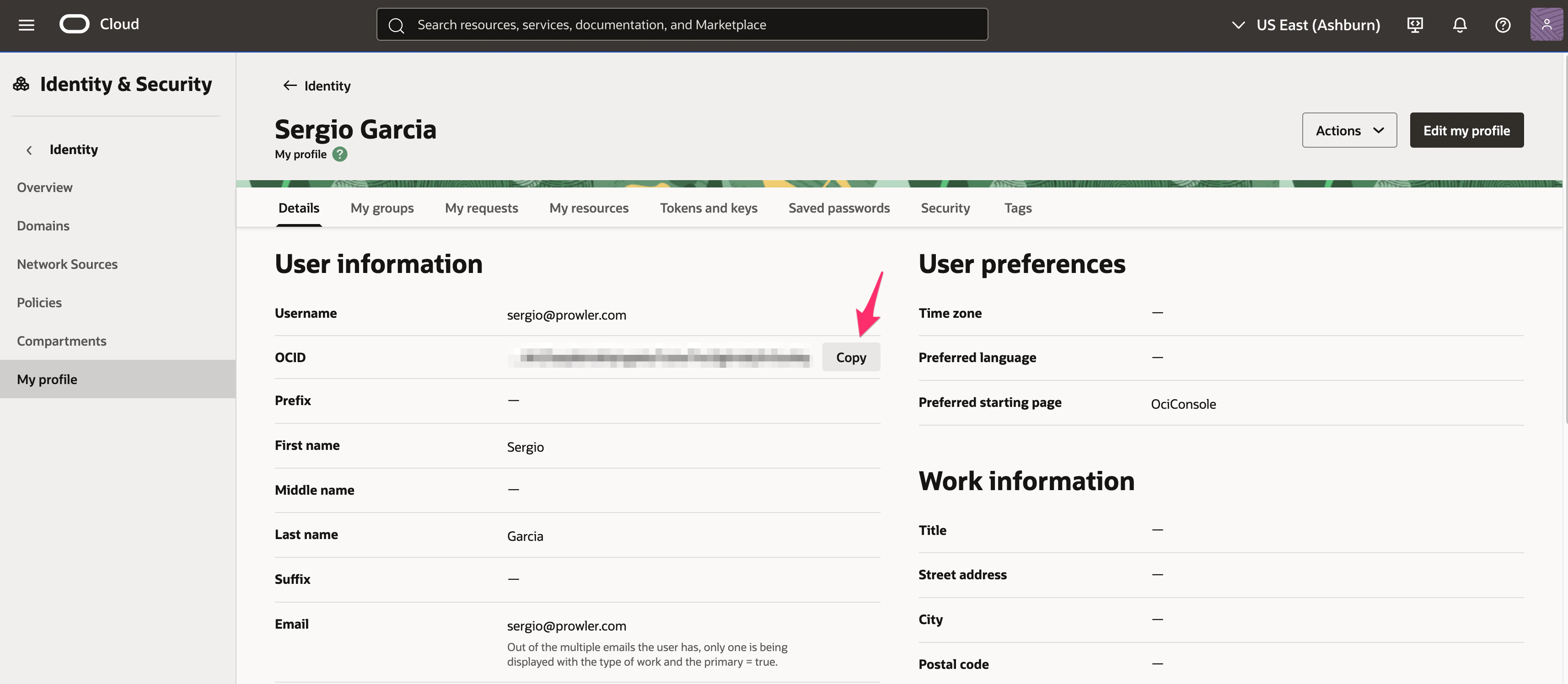 Get User OCID from OCI Console