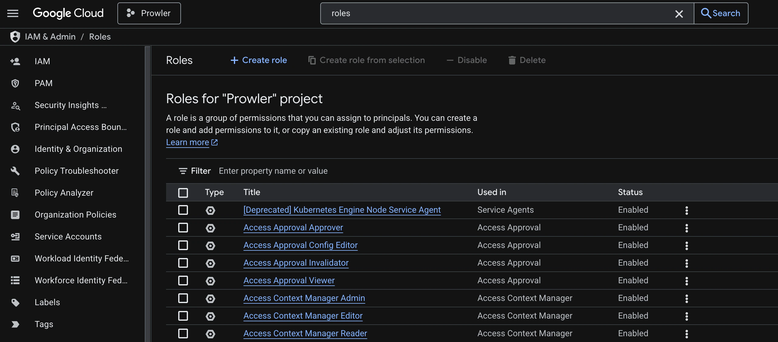 Create a custom Prowler role