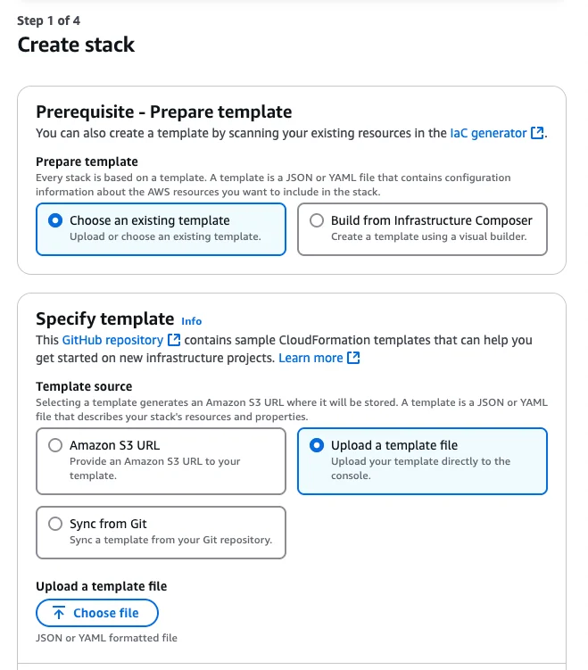Upload a template file