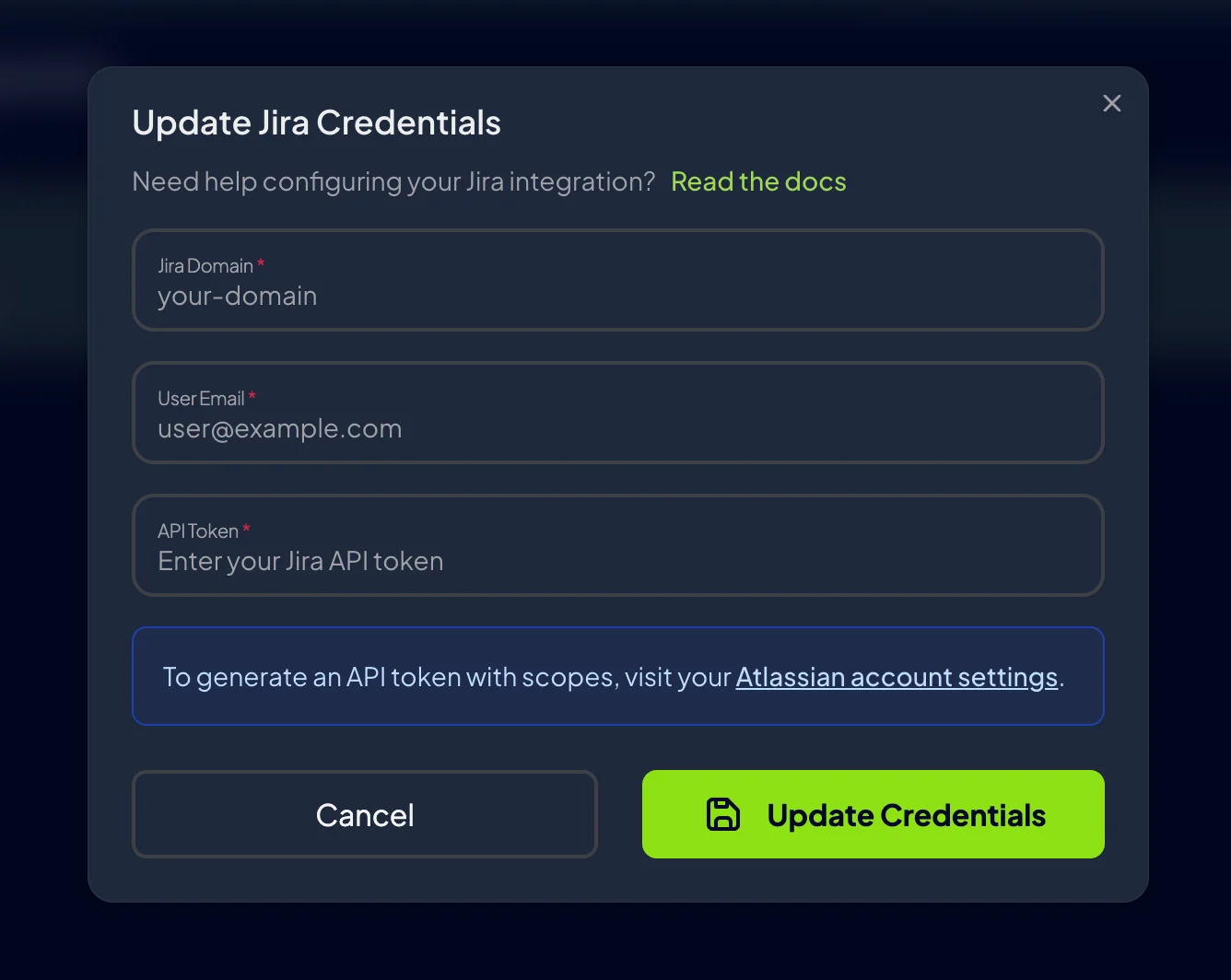 Connection settings