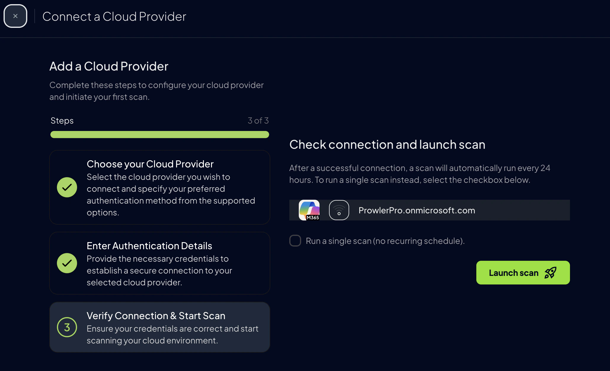 Launch Scan Azure