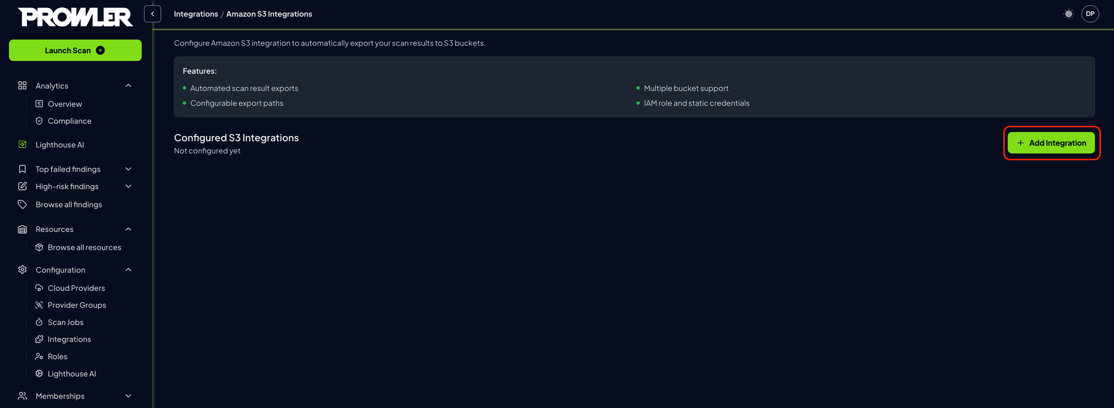 Add integration button