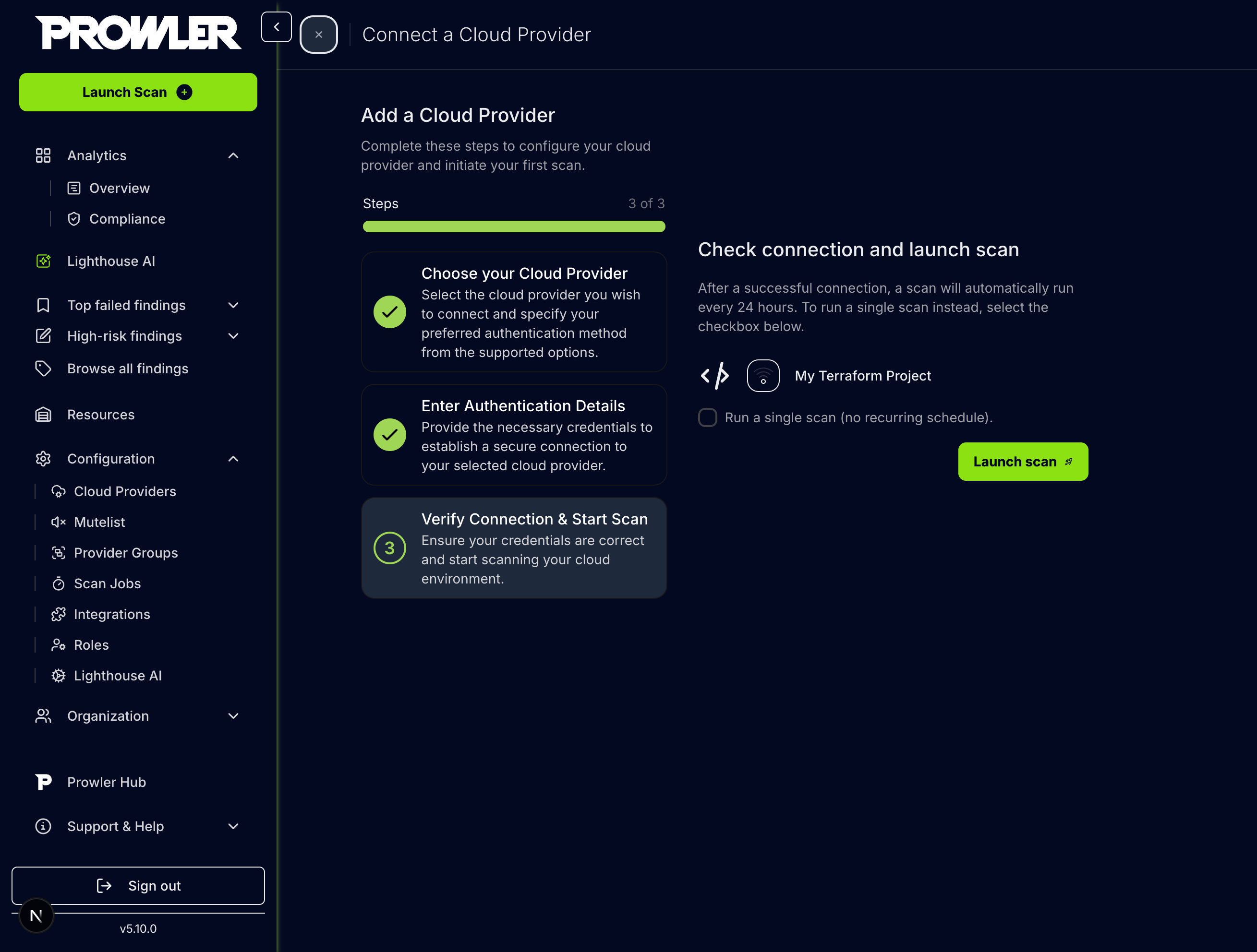 Verify Connection & Start Scan
