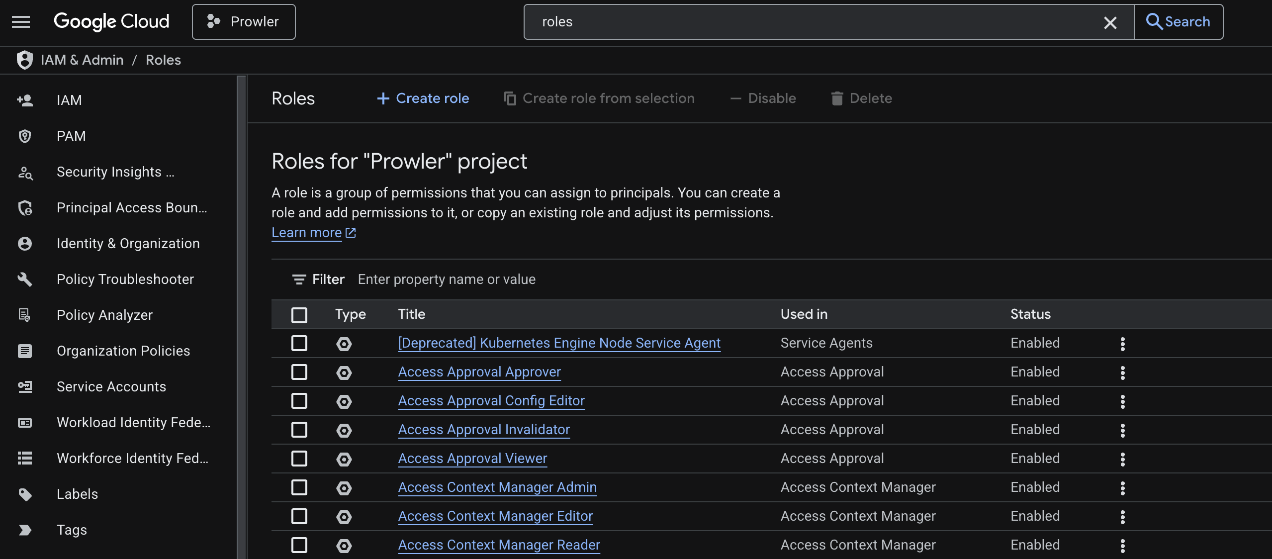 Create a custom Prowler role