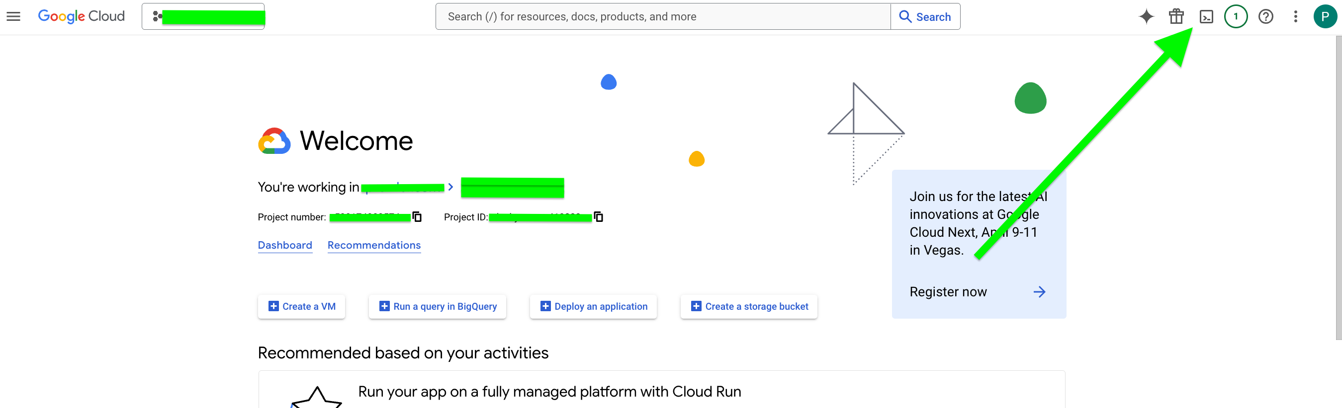 Activate Cloud Shell