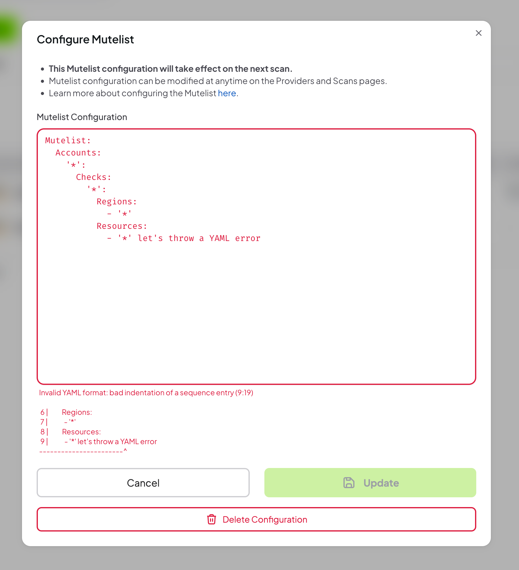 Wrong YAML configuration