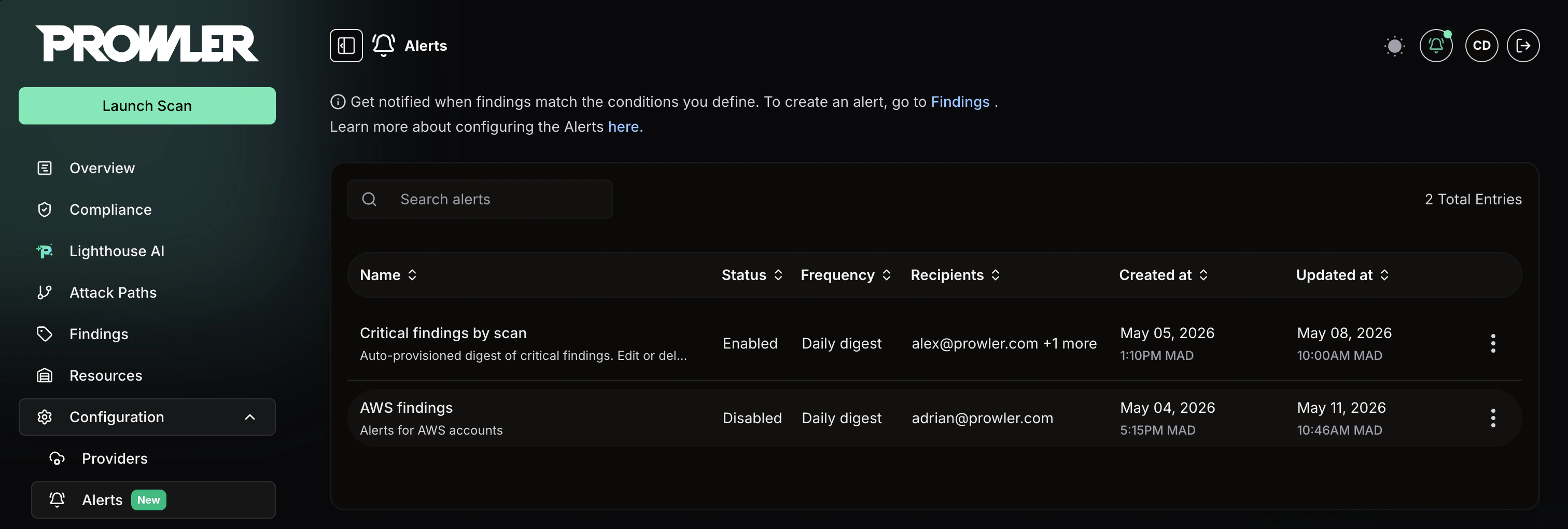 Alerts List