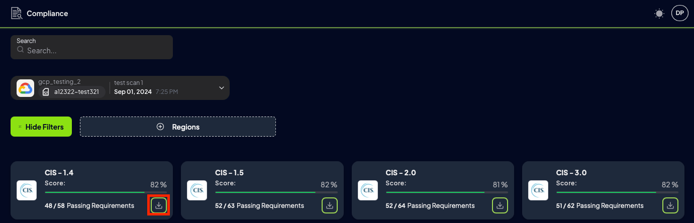 Download compliance output