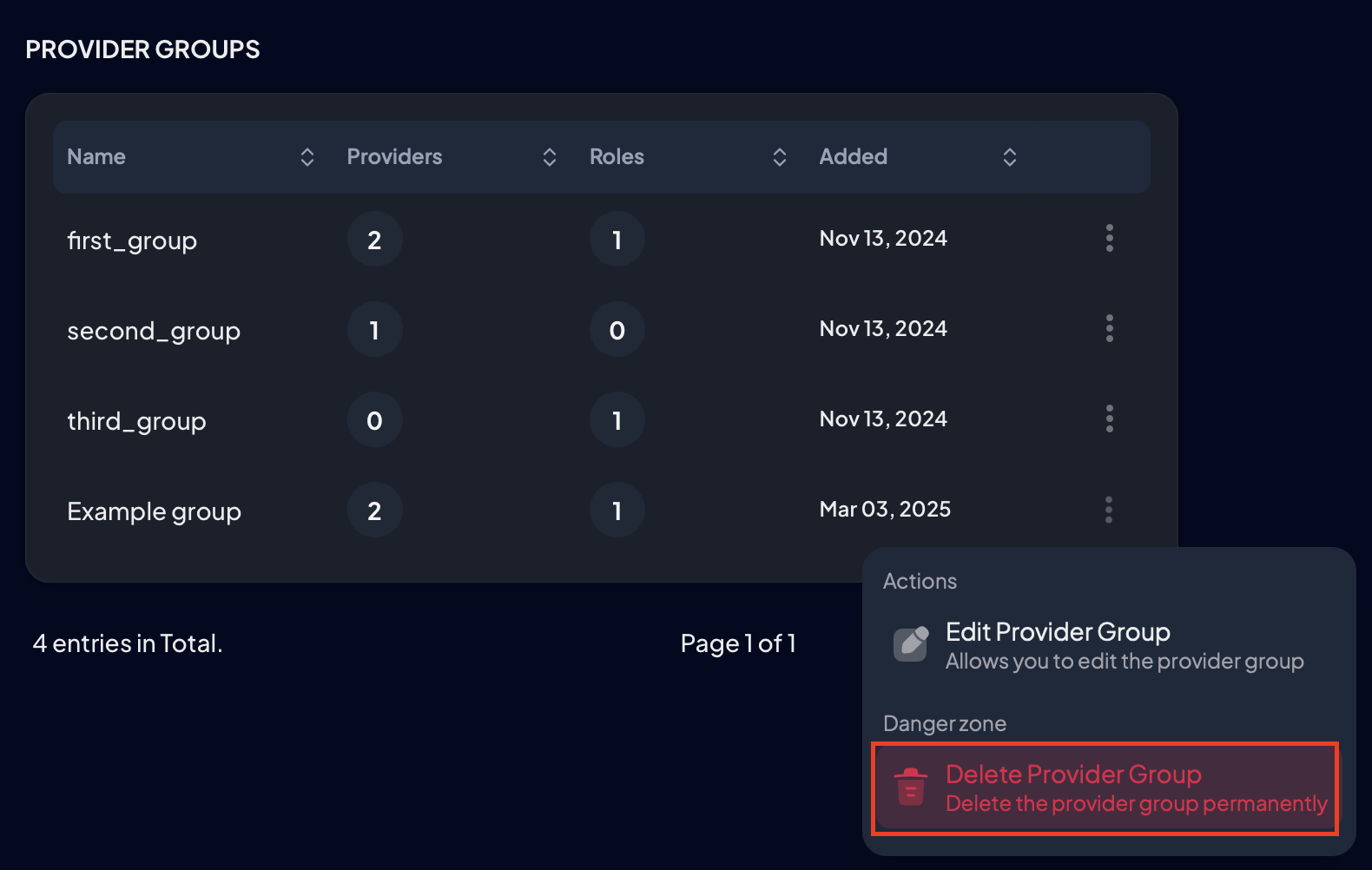 Remove Provider Group