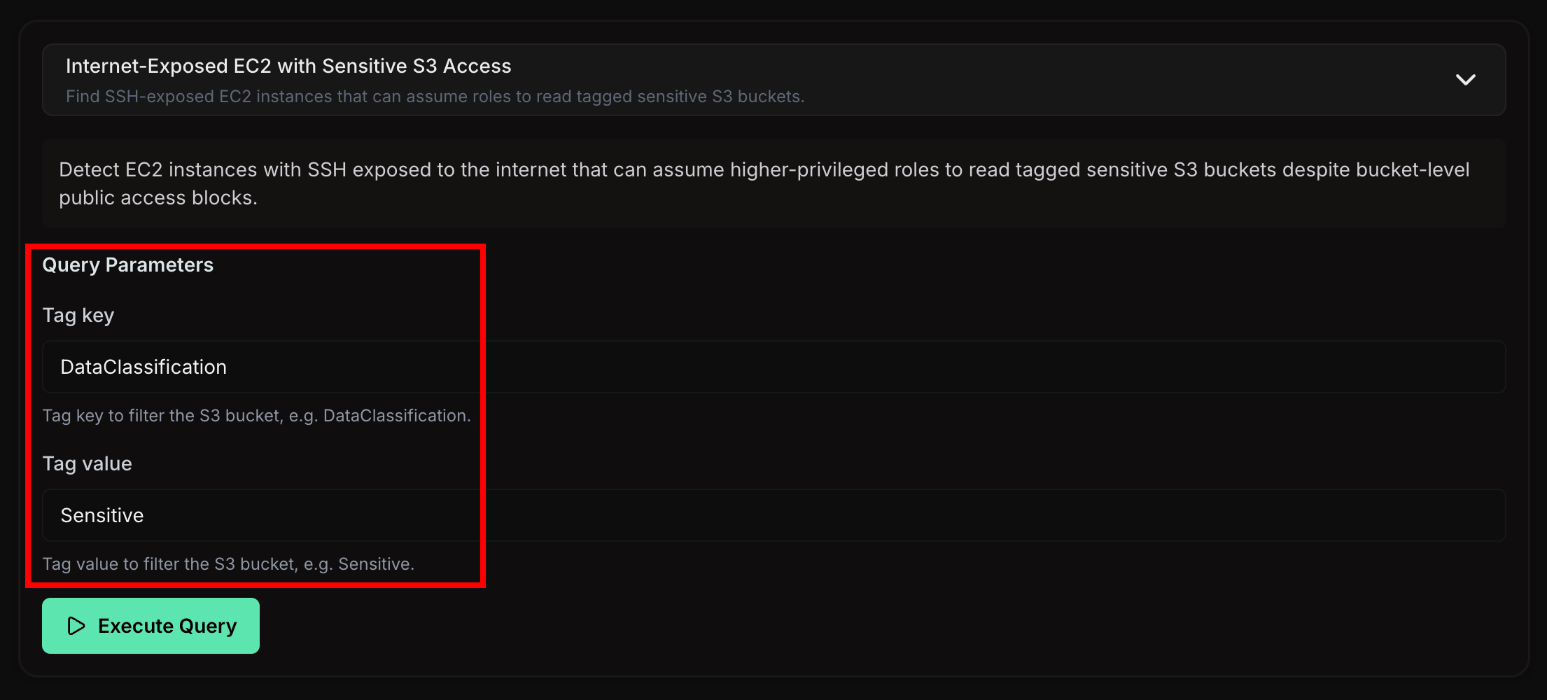 Attack Paths query parameter form with fields