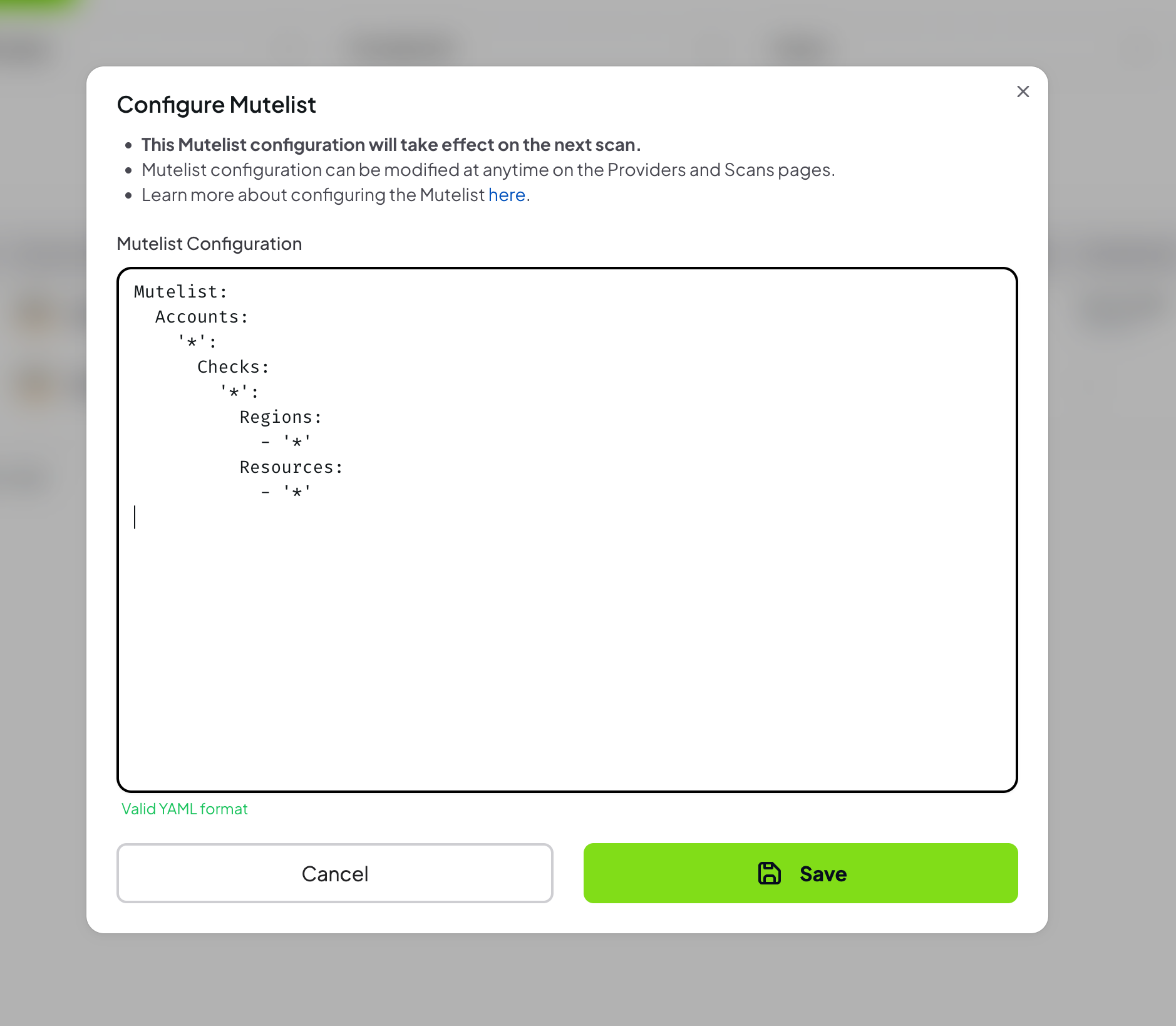Valid YAML configuration
