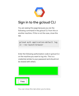 Copy auth code