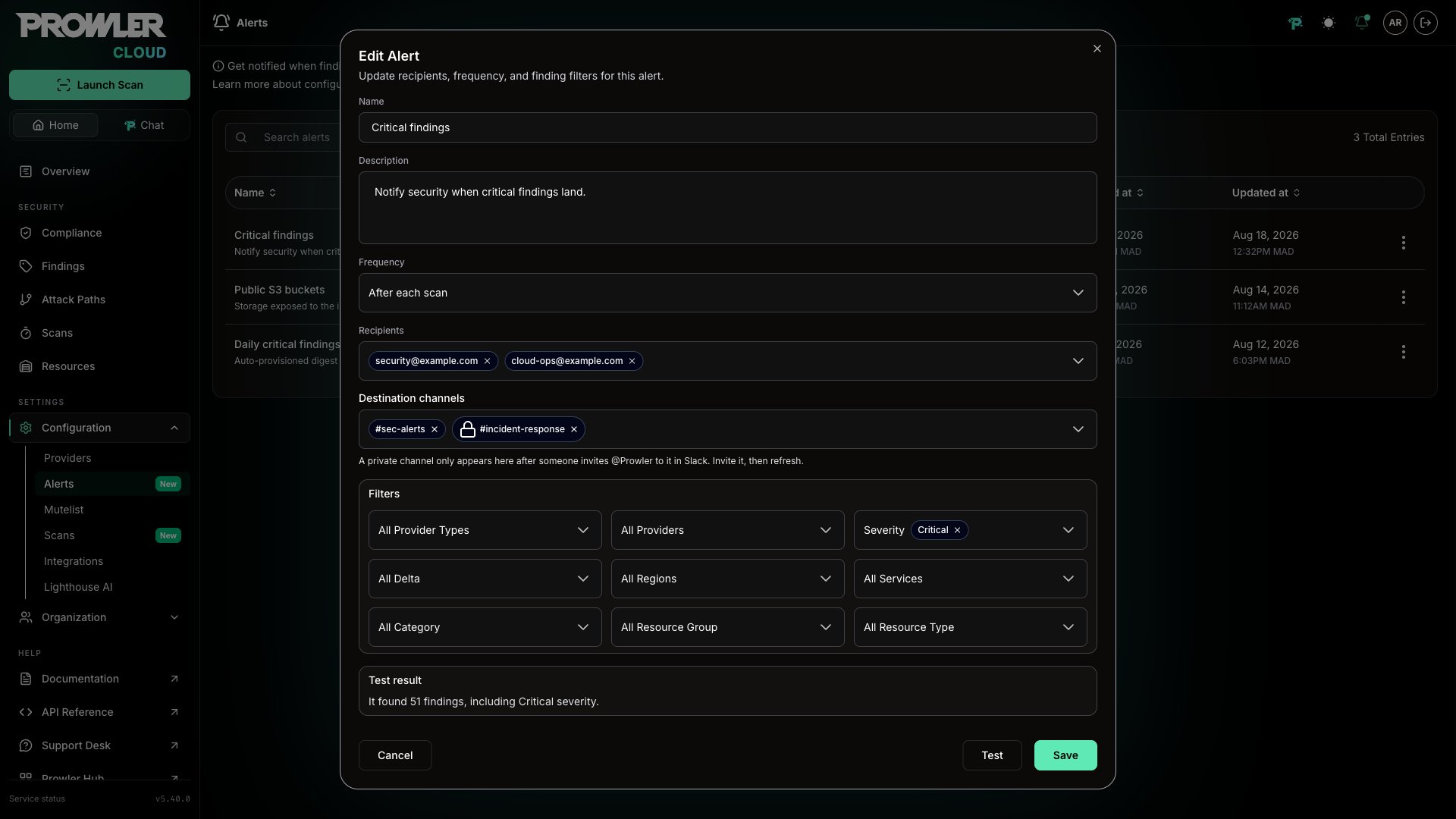 Edit Alert Test Result
