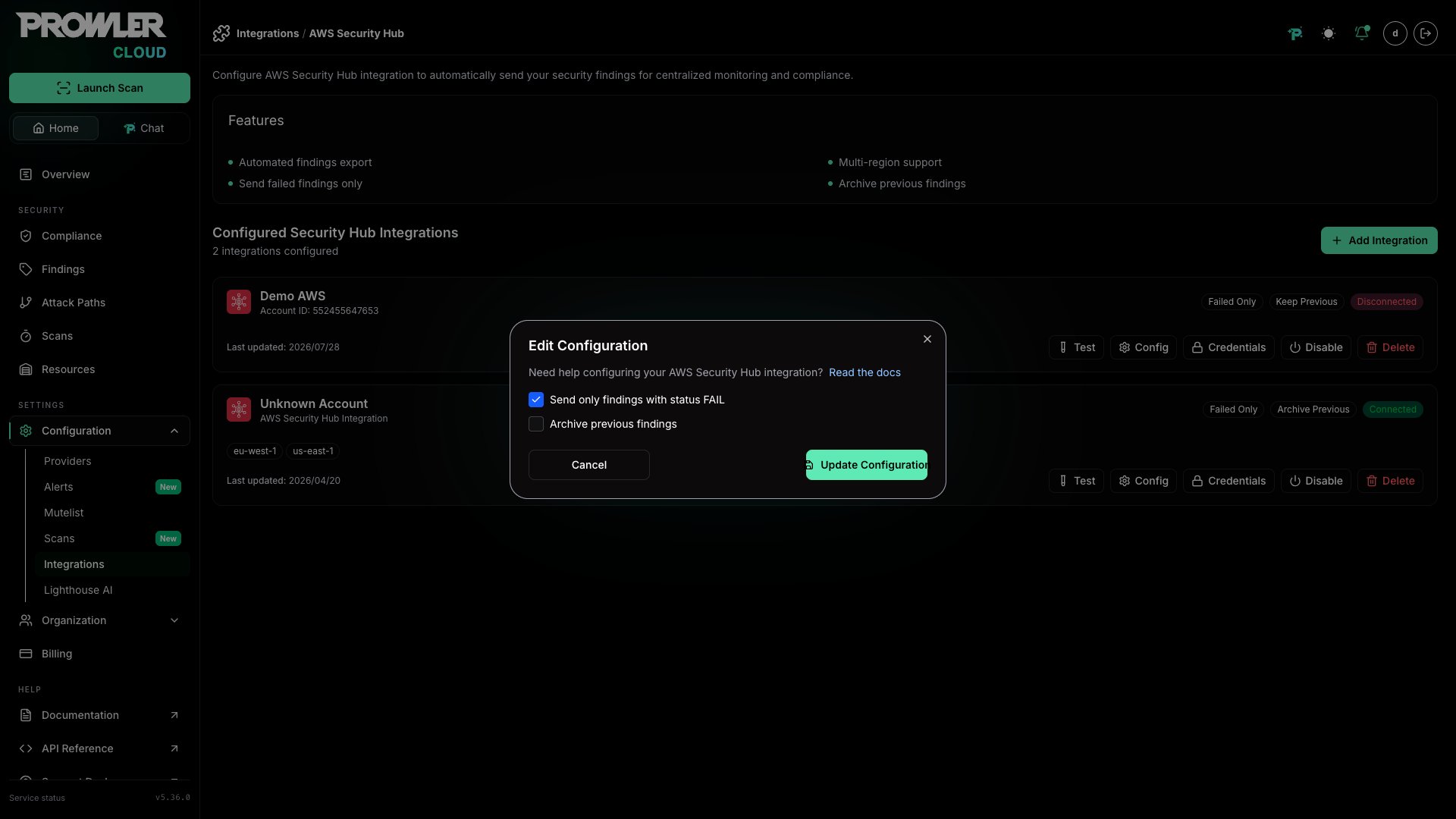 Integration settings