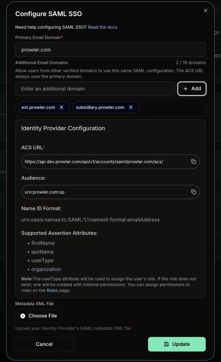 Configure Prowler with IdP Metadata