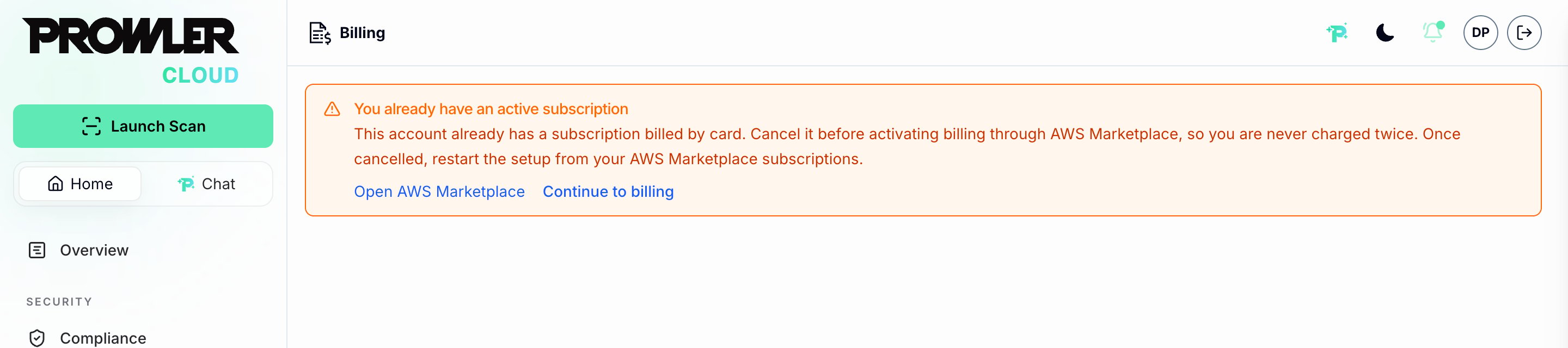 Error notice: You already have an active subscription