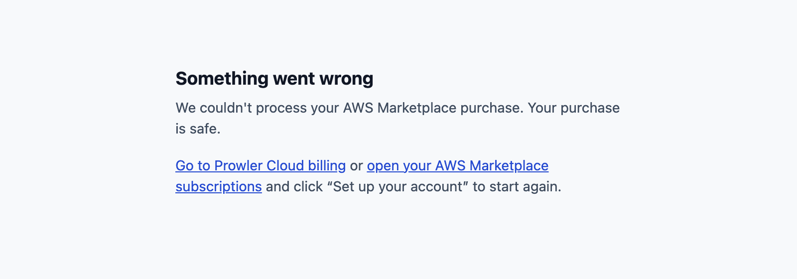 Error page: Something went wrong