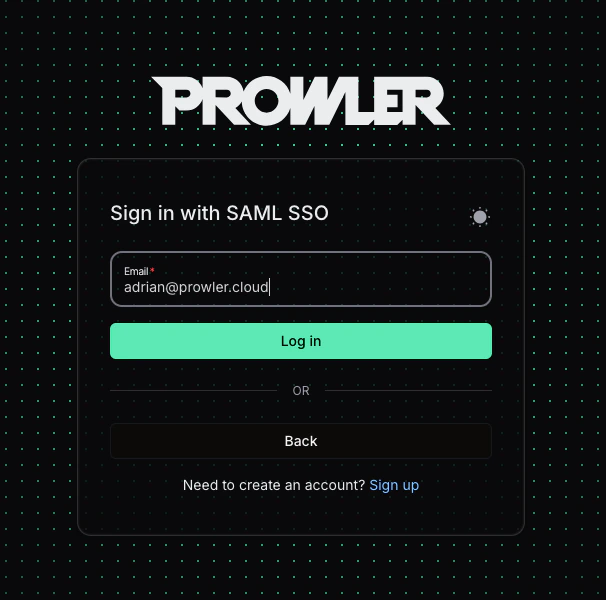 Prowler App - Sign in with SAML SSO
