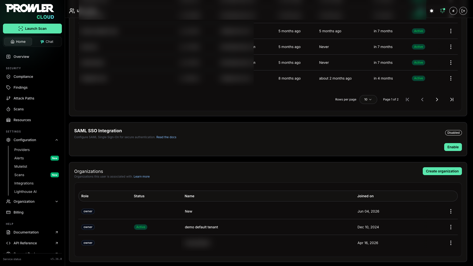 Organizations card in profile page