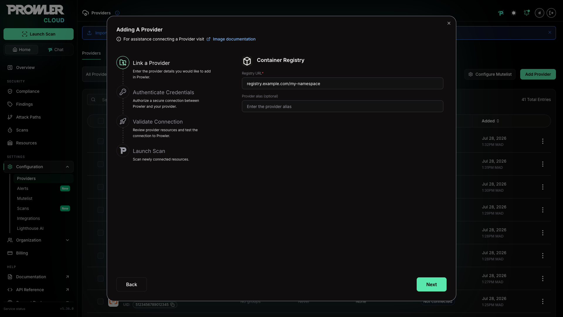 Add Container Registry URL