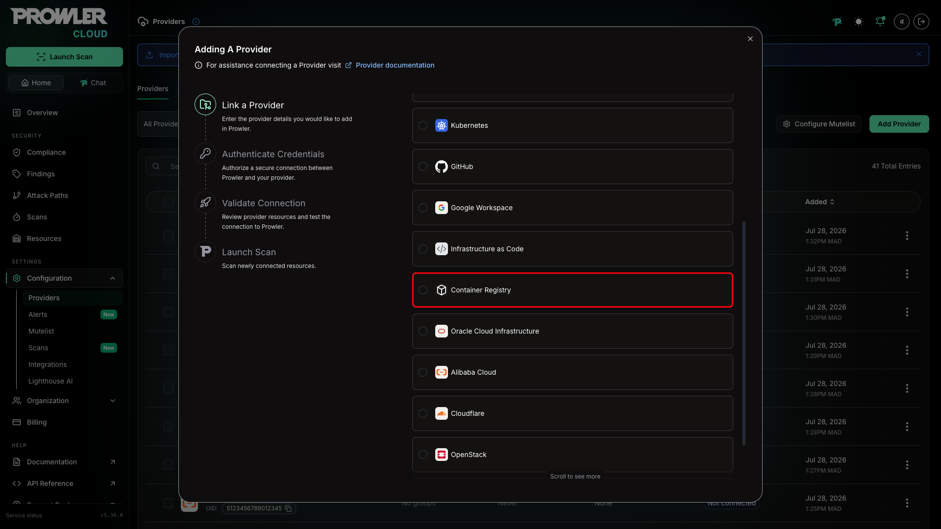 Select Container Registry
