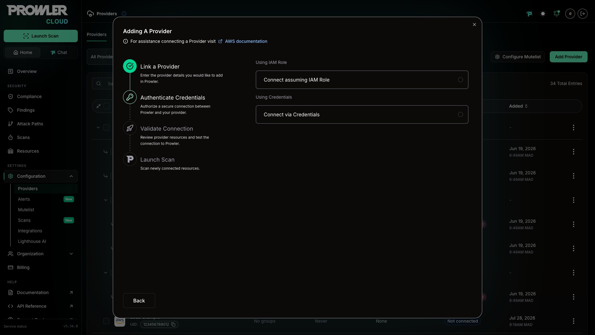 Select auth method