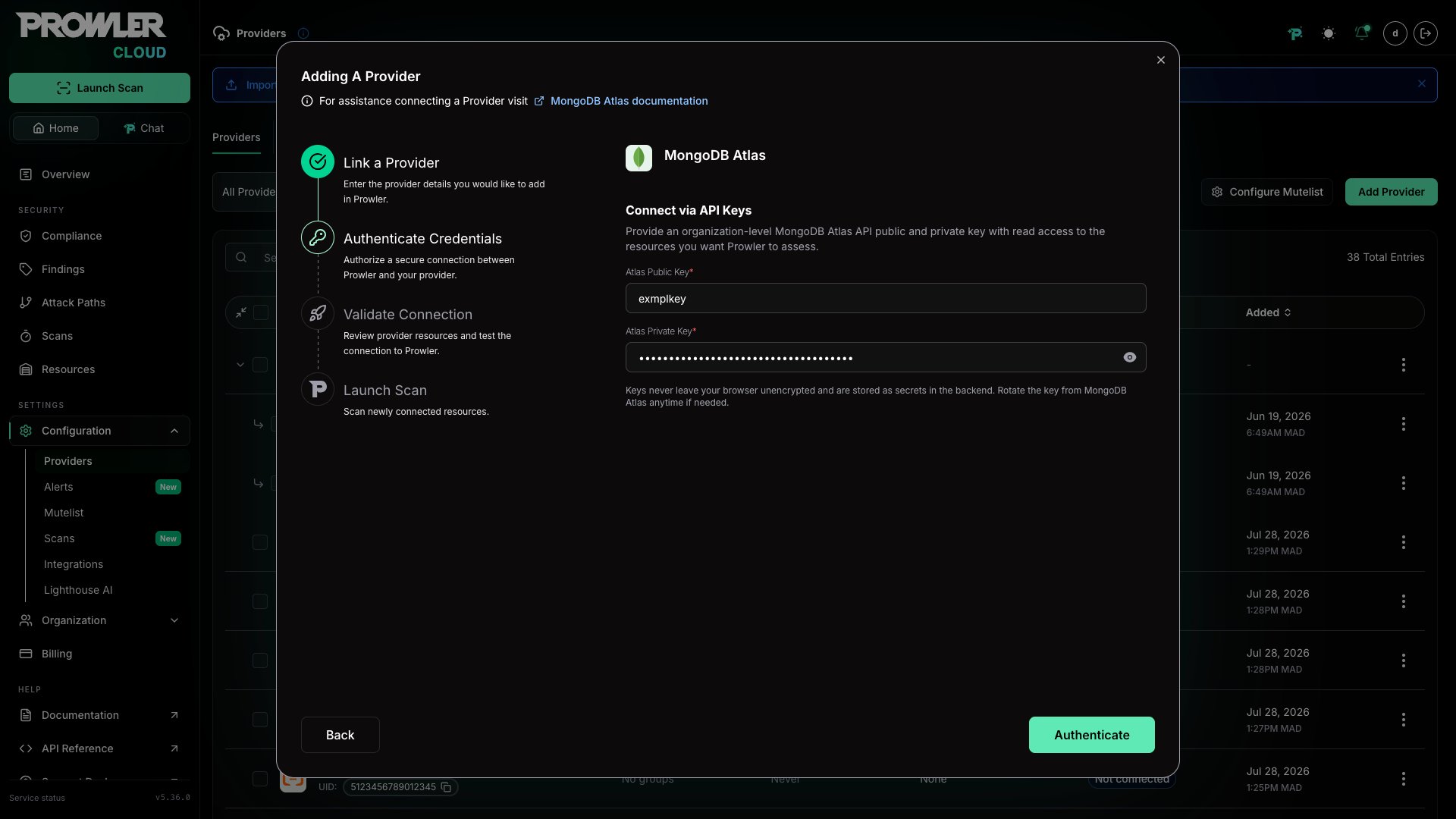 Add credentials