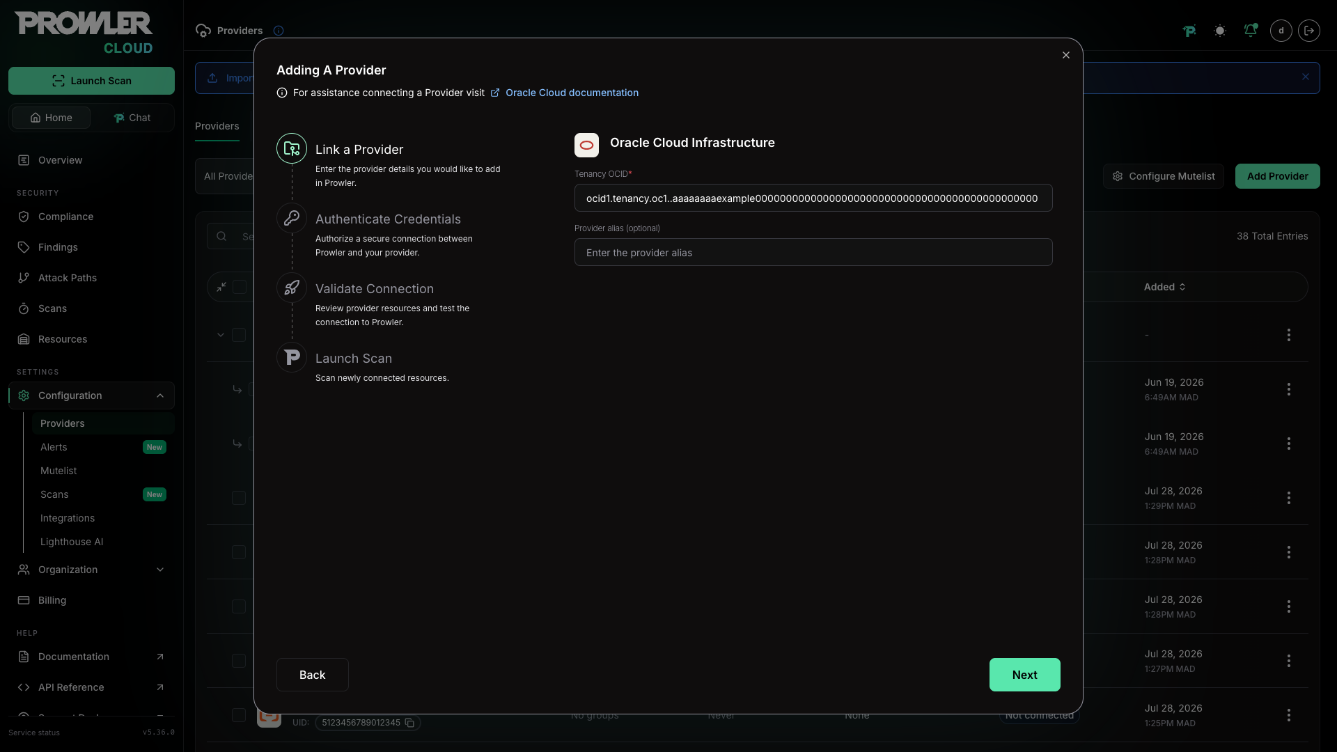 Add OCI Cloud Tenancy