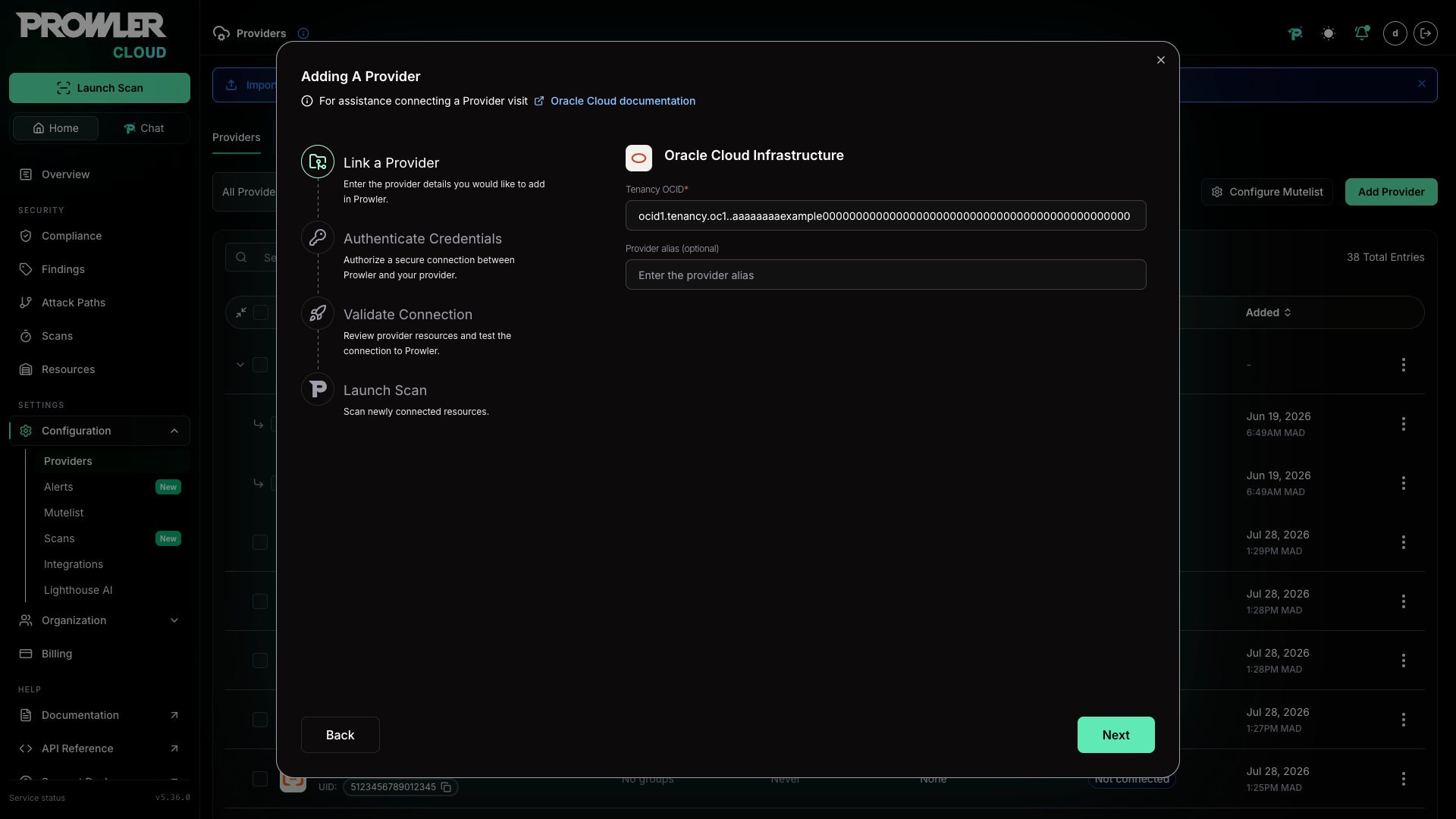 Add OCI Cloud Tenancy