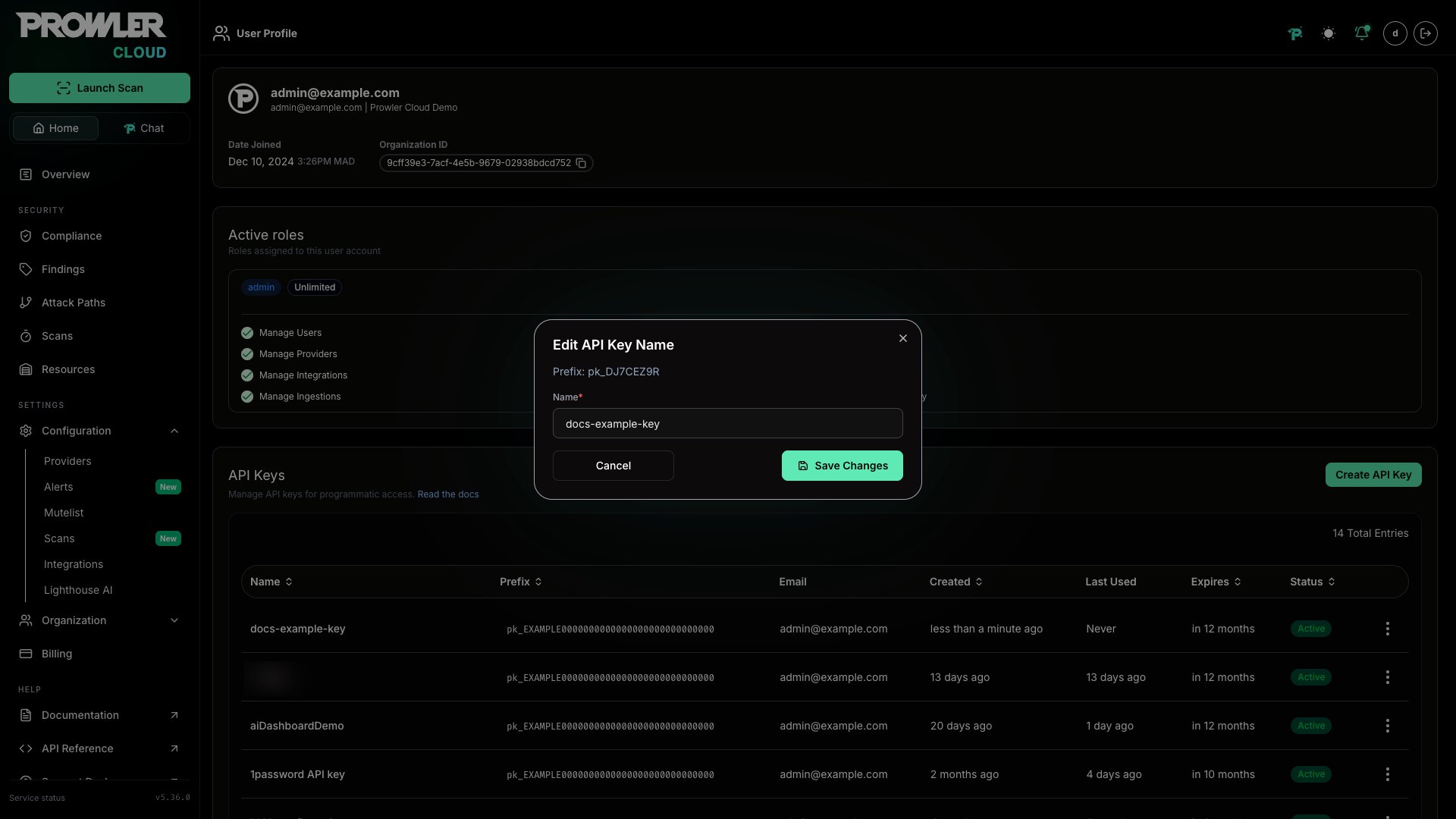 Update API key name